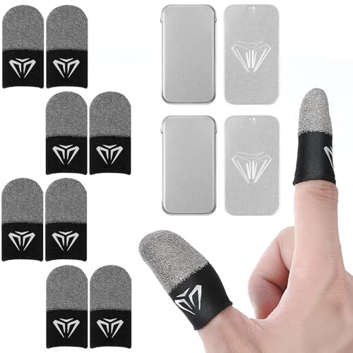 Sibba Fingermanschetten für Gaming 8er-Pack 0,3 mm Reine Silberfaser Daumen-Kompressionsmanschetten für Handys Spiele Glatte Extrem DüNne Gaming-Handschuhe Atmungsaktiver Nahtloser Daumenschutz