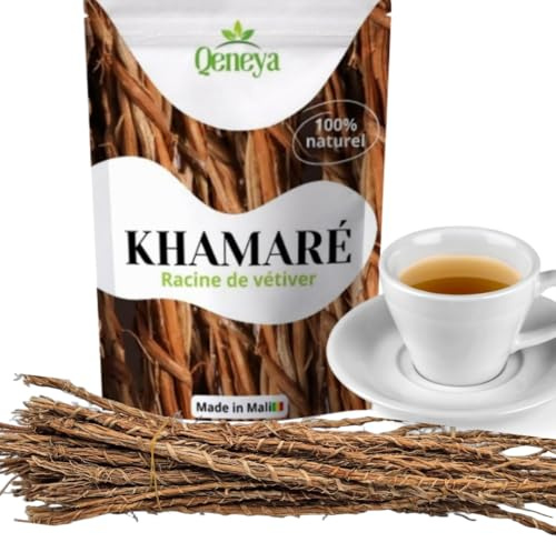 KHAMARÉ Racines de Vétiver 100 % Naturelles – Gongolili – 25 Grandes Tiges – Infusion Bien‑Être Féminin & Digestion – Origine Mali – QENEYA