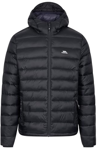 Trespass Men's Padded Jacket Mikey - Inner Drawcords at Hem, 2 Zipped Pockets, Contrast Zip Puller Details, Flexible Plastic Peak at Top of Hood