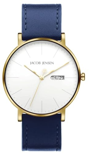 Jacob Jensen Herrenuhr Quarz Titan Goldfarben/Blau 166