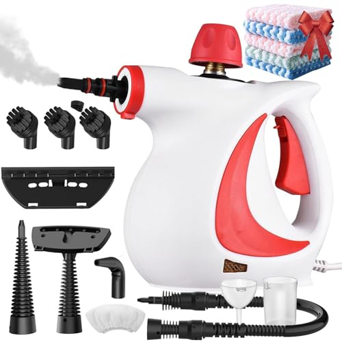 Dampfreiniger Red Hut, Red Hot Dampfreiniger, Kompakte Tragbar Dampfreiniger Handgerät, Red Hat Steam Cleaner, Dampfreiniger mit Zubehör für Alles (Rot)