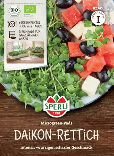 Sperli Microgreen-Pads Daikon-Rettichsamen 82349, Keimsprossensaat | Scharfer Geschmack, Keimsprossen & Microgreens