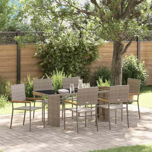KTHLBRH Modernes Garten-Esszimmer-Set, rechteckiger Tisch und Stühle mit gehärtetem Glas und solidem Stahlrahmen, für Terrasse im Freien, minimalistisch