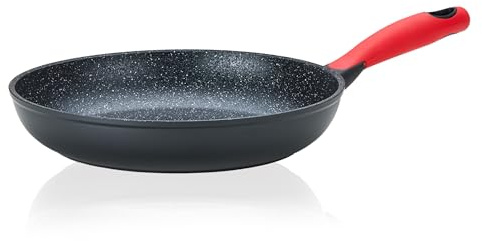 KHG Bratpfanne geschmiedetem Aluminium 28 cm, Antihaft, Hitzeisolierende | 3-lagige ILAG Antihaftbeschichtung, Für Induktion & alle Herdarten, Hitzeisolierende Griffe aus Silikon und leicht raue