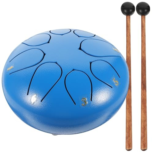 Toyvian Zungentrommel Handpan Schlaginstrument Metall Schlagzunge Blau mit Schlägeln für Anfänger Musiktherapie Yoga Meditation