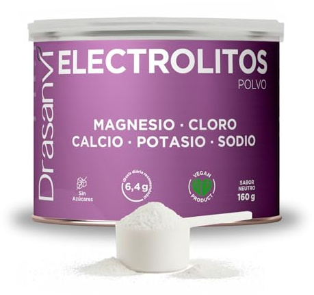 Electrolitos en Polvo Sabor Neutro Drasanvi 160g Funcion Muscular Diario | Con Magnesio, Potasio, Calcio y Sodio, Vitaminas B y C, Ayuda a la Hidratacion y la Funcion Muscular, sin Azucar Diariamente