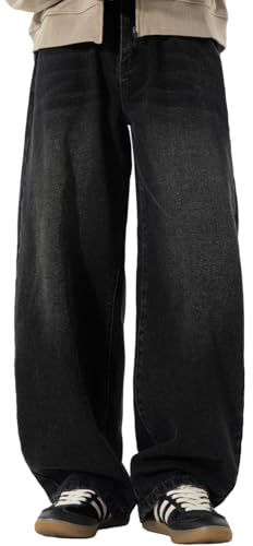 PADOLA Jeans Uomo Vintage Baggy Vita Elastica Pantaloni Lavoro Larghi Finitura Lavata Lavaggio Sbiadito Multi Tasche