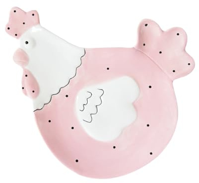 JECOMPRIS Plat à Desserts en Céramique Rose de Poule, Plateau Porte-dessert Multifonction, Assiette à Biscuits Originale pour Buffet, la Cuisine et Fêtes, Décoration Gourmande et Pratique