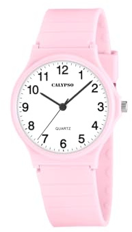 Calypso Kinderuhr Junge und Mädchen Analog aus Kautschuk Rosa | Quarzuhr, Widerstandsfähiges Glas, K5880/2, Sweet Time
