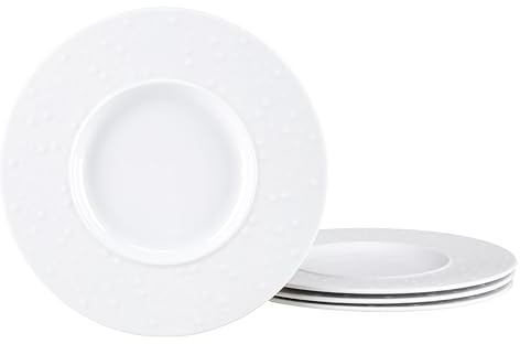 Creatable, 25147, Serie Show Time Drops, 4-teiliges Geschirrset für 4 Personen, Tellerset aus Porzellan, spülmaschinen- und mikrowellengeeignet, Made in Europe