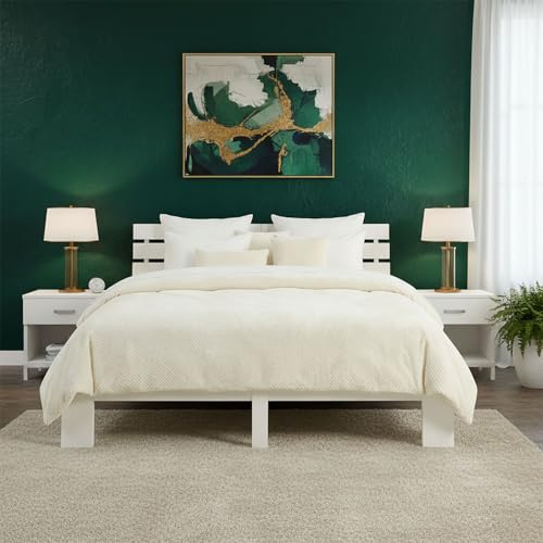 Homestyle4u massives Bett 160x200 cm Holz weiß Doppelbett Set mit Lattenrost & 2 Matratzen 80x200 Bett aus Kiefer holzbett | Artikel 3208
