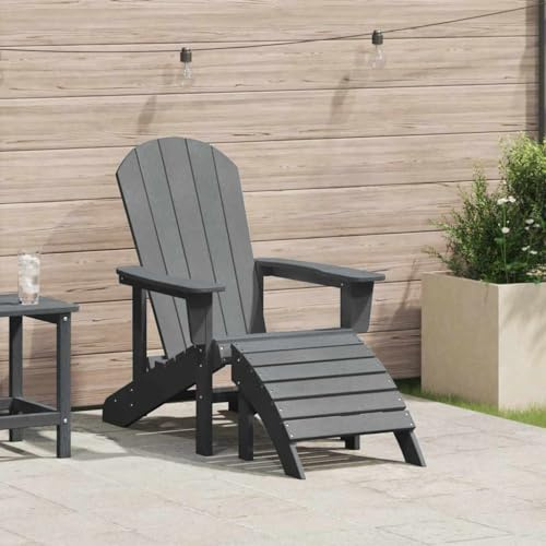 Domusverde Adirondack-Stuhl Hellgrau 82 x 74 x 92 cm HDPE, Adirondack-Stuhl, Moderne Garten- und Terrassensitzgelegenheit, stilvoller Lounger für entspannendes Sitzen im Freien