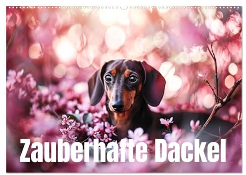 Zauberhafte Dackel (Wandkalender 2026 DIN A2 quer), CALVENDO Monatskalender: Dackel und Blumen: Eine harmonische Liaison im Kalenderformat (CALVENDO Tiere)