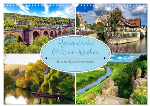 Romantische Orte am Neckar (Wandkalender 2026 DIN A3 quer), CALVENDO Monatskalender: Eine Flussreise zwischen Tübingen und Heidelberg (CALVENDO Orte)