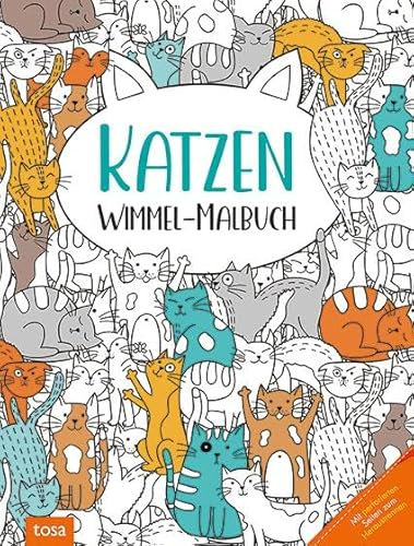 Katzen – Wimmel-Malbuch