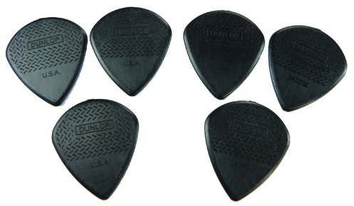 Dunlop 471R3S Max Grip Jazz III Stiffo Nylon Gitarrenplektren, Schwarz, 6 Stück