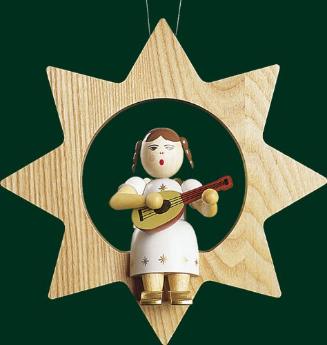 Rudolphs Schatzkiste Christbaumschmuck Stern Engel mit Mandoline Höhe= 21cm NEU Weihnachten Baumschmuck Holzschmuck Holz Seiffen Erzgebirge Strauchbehang Dekoration