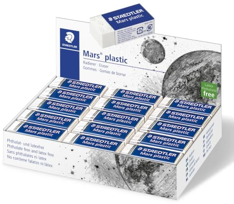STAEDTLER 526 53 Radierer Mars plastic mini phtalat- und latexfrei, Schachtel mit 30 Stück, weiß