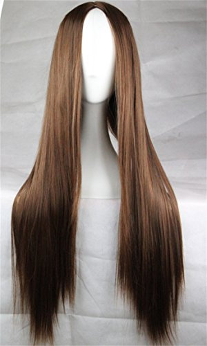 Langhaar Glatte Perücke mit vorner Spitze Ombre Straight Spitze-Front-Perücke Cosplay Kostueme Frauen 75cm