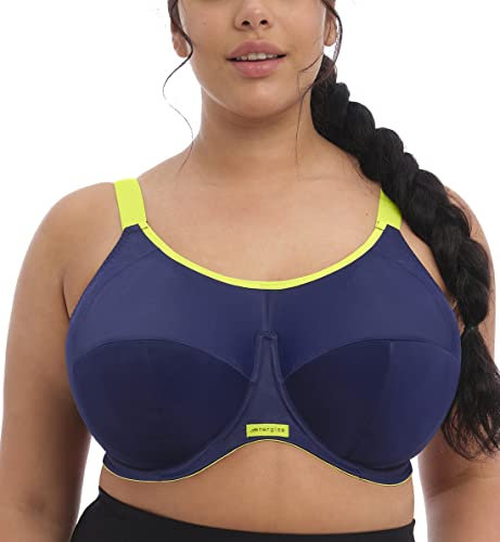 Elomi 8041 Energise Sport-BH, mit Drahtbügel und Schalen, J-Haken für Verschiedene Einstellungen Gr. 90H, FF, Navy