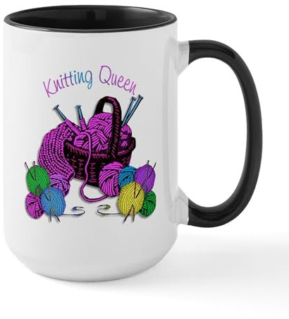 CafePress Knitting Queen Large Mug 15 oz (444 ml) Ceramic Coffee Mug