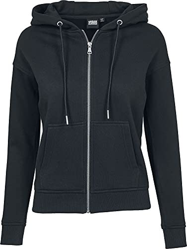 URBAN CLASSICS Felpa Donna con Cappuccio, Felpa Femminile, Maniche Lunghe, Chiusura Zip, Maglione con Cappuccio, Colore Nero e Grigio, Taglie: XS - 5XL