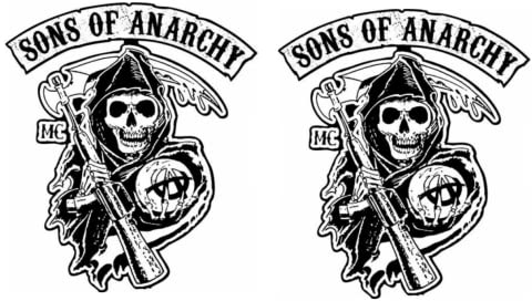 cut-it folientechnik & design MG307 / 2X SOA Aufkleber Sons of Anarchy je 7x6cm Biker Skull Rocker MC Death Man Chopper Hot Rod Oldschool Vintage Kult Sticker