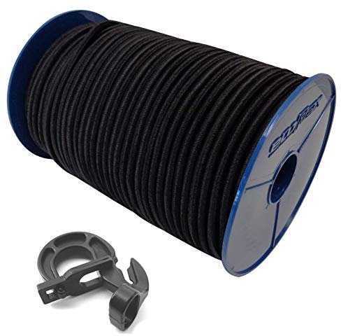 6mm Expanderseil 40m Gummiseil + 10 Easyfix Haken Gummileine Planenseil Seil Plane in Schwarz