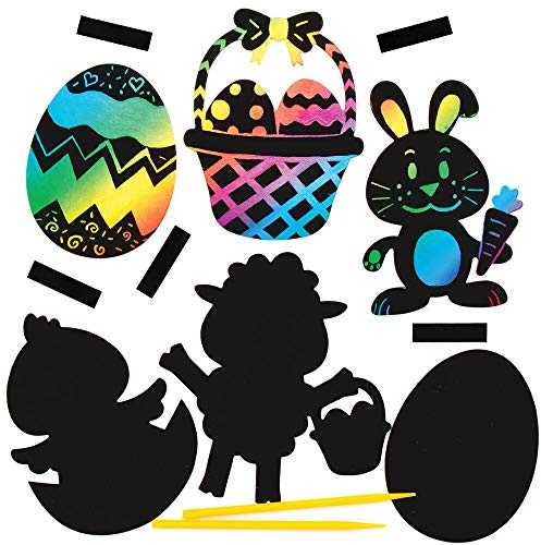Baker Ross Ostern Kratzbild Magnete Bastelset für Kinder (10 Stück) Kreativsets zum Basteln und Dekorieren zur Frühlingszeit
