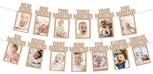LINGPAR Baby-Foto-Banner zum 1. Geburtstag, perfekte Foto-Requisite, Girlande, Babyparty, Party-Dekoration, Kraftpapier