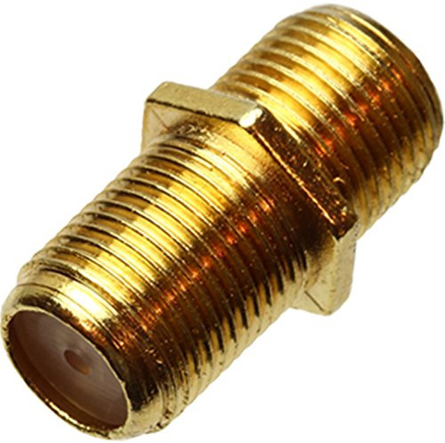 1STec 1 x Gold Plated Digital TV Coupler with Screw On Threads F-Connector Threaded Type Male Cable Lead Joiner or Gender Changer Satellite Dish or Virgin Media Freesat Roof Top Antenna Aerial Wires