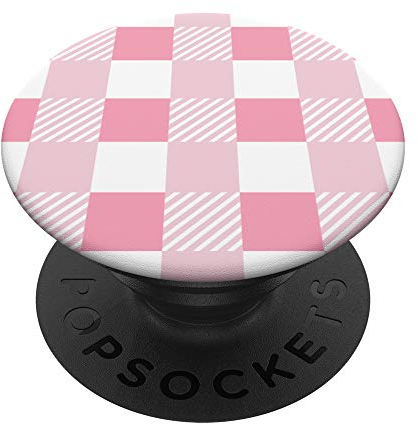 Pink Gingham Plaid Kariertes Musterdesign - PopSockets Ausziehbarer Sockel und Griff für Smartphones und Tablets