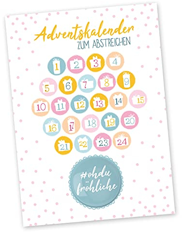 Papierdrachen Postkarte mit Button | Adventskalender zum Abstreichen zum Verschicken und Verschenken | Design Pünktchen | 35mm Button bedruckt mit #ohdufröhliche