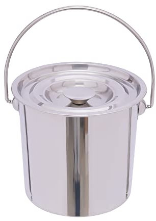 Futchoy Seau de Cuisine 6L / 12L / 20L - Seau à Champagne, Glace, Lait Avec Couvercle en Acier Inoxydable (6L)