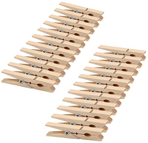 VonBueren Pinces à Linge en Bois Grandes 7 cm Pinces à Linge en Bois Pinces en Bois pour Calendrier de l'Avent ou pour Artisanat | Lot de 24