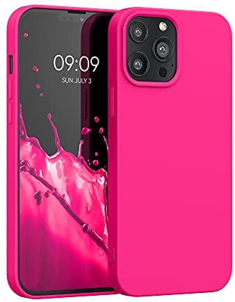 kwmobile Case Compatible with Apple iPhone 13 Pro Max Case - Slim Protective TPU Silicone Phone Cover - Neon Pink