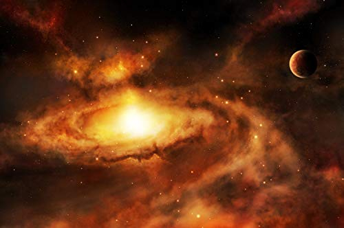 VLIES Fototapete-WELTALL-450x280 cm-(PF4097)-Space Weltraum Sci-Fi Galaxie Planeten Orbit Universum Aliens Raumschiff UFO Extraterrest Wandbild Wandtattoo Poster Dekoration