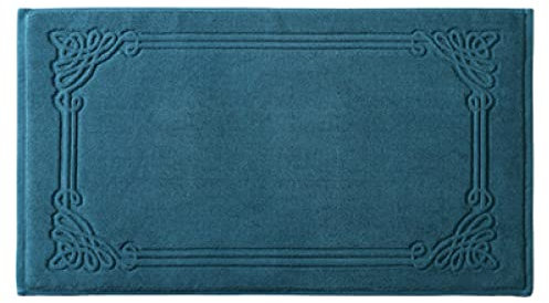 WRVCSS 45x75cm Home Teppich Jacquard Fußtuch Verdicken Anti-Rutsch Fußmatte Saugfähige Badematte blauA380g