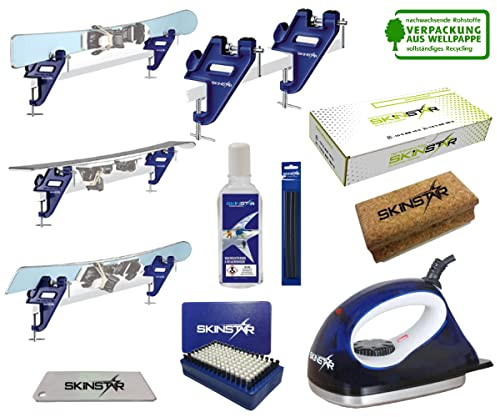 SkinStar Natural Skiwachs Set 8-teilig Skispanner Reparatur Ski Board blau