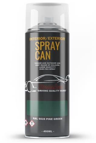 Xtremeauto Spray Paint Finish For Indoor And Outdoor Use Garden Cars Home Kitchen Bathroom Furniture Art Craft Bikes Radiators Metal Wood Plastic Glass UPVC Stone PVC RAL 6028 Pine green