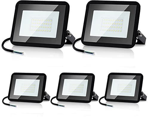 Randaco 100W LED Projecteur Extérieur,8500LM Spot d'extérieur 6000K Blanc Froid, IP66 Etanche Lampe de sécurité Extérieure Eclairage Extérieur pour Atelier Jardin Terrain de sport, 5pcs