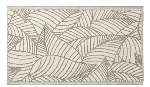 CB Home & Style Outdoor Teppich Raute Indoor Camping Terasse Balkon (120 x 180 cm, Blättertaupe)