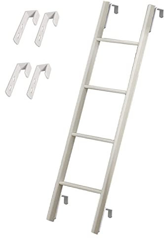 Hochbett Leiter Weiße Etagenbettleiter mit 4 Haken, 116/130/140/150 cm Lange, Verstellbare Wohnwagen-Etagenleiter für Wohnwagen, für Wohnheim Wohnung (Size : 130cm/50)