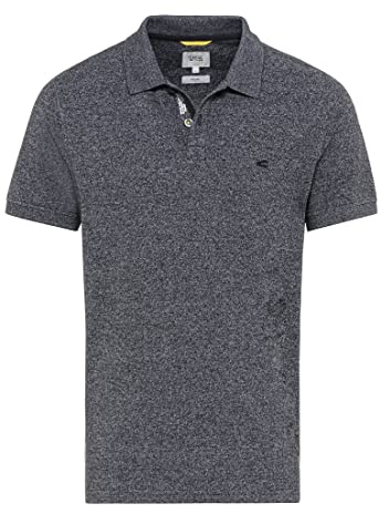camel active Herren Kurzarm Poloshirt Regular Fit | Basic Poloshirt aus nachhaltigem Baumwollmix in Grau Blau Dunkelgrau und Grün