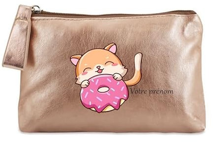 Porte Monnaie Dore Pochette Chat et Donut