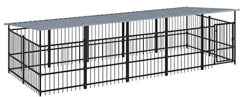 vidaXL Outdoor Hundezwinger Dach Stahl 9,38m² Hundehütte Hundekäfig Hundehaus