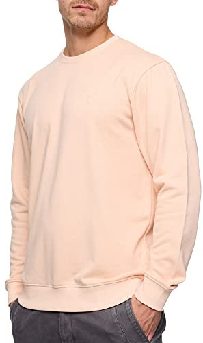 Indicode Herren Holt Sweatshirt aus Baumwollmischung | Sweater mit RIPP-Bündchen Pullover für Männer Pale Peach, L
