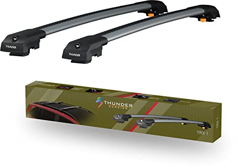 Thunder Carrier TRX1 Roof Rack For DACIA DUSTER (HM) SUV 2023 Aluminium Roof Rack Cross Bars Lockable - Fit Raised Side Rails Roof Rails Cross Bar, Rail Carrier NEW Duster (Silver)