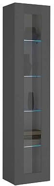 Dmora - Vitrine Vladimiro, Buffet avec 1 Porte avec étagères en Verre, Meuble de Salon Polyvalent, 100% Made in Italy, cm 40x30h180, Anthracite