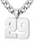 XIRUVE Herren Damen Edelstahl 0-99 Zahl Anhänger Glückszahl Jersey Nummer Sportler Halskette Personalisierte mit 6mm breite Panzerkette 29